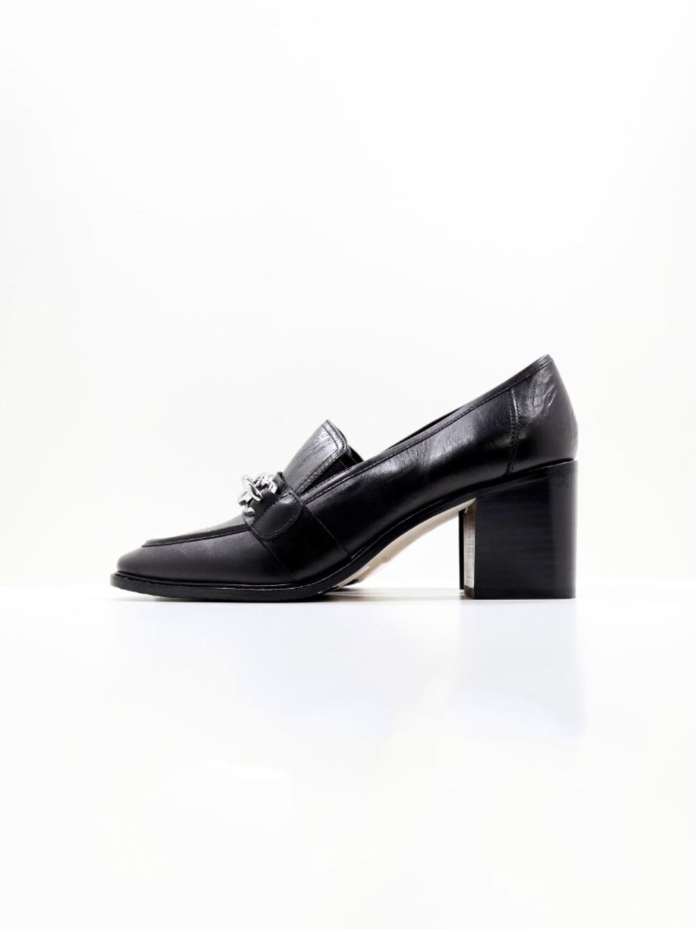 Donald Pliner Kamryn Black Leather Chunky 3" Block Heel Loafers - 9 NWOB